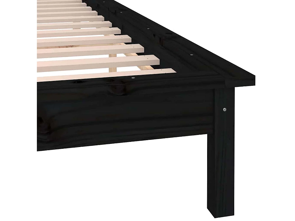Massivholzbett mit LEDs Schwarz 140x190 cm
