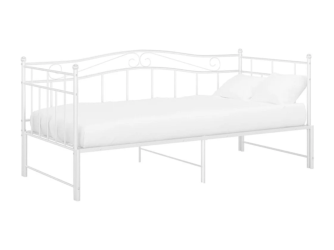 Slaapbank uittrekbaar metaal wit 90x200 cm