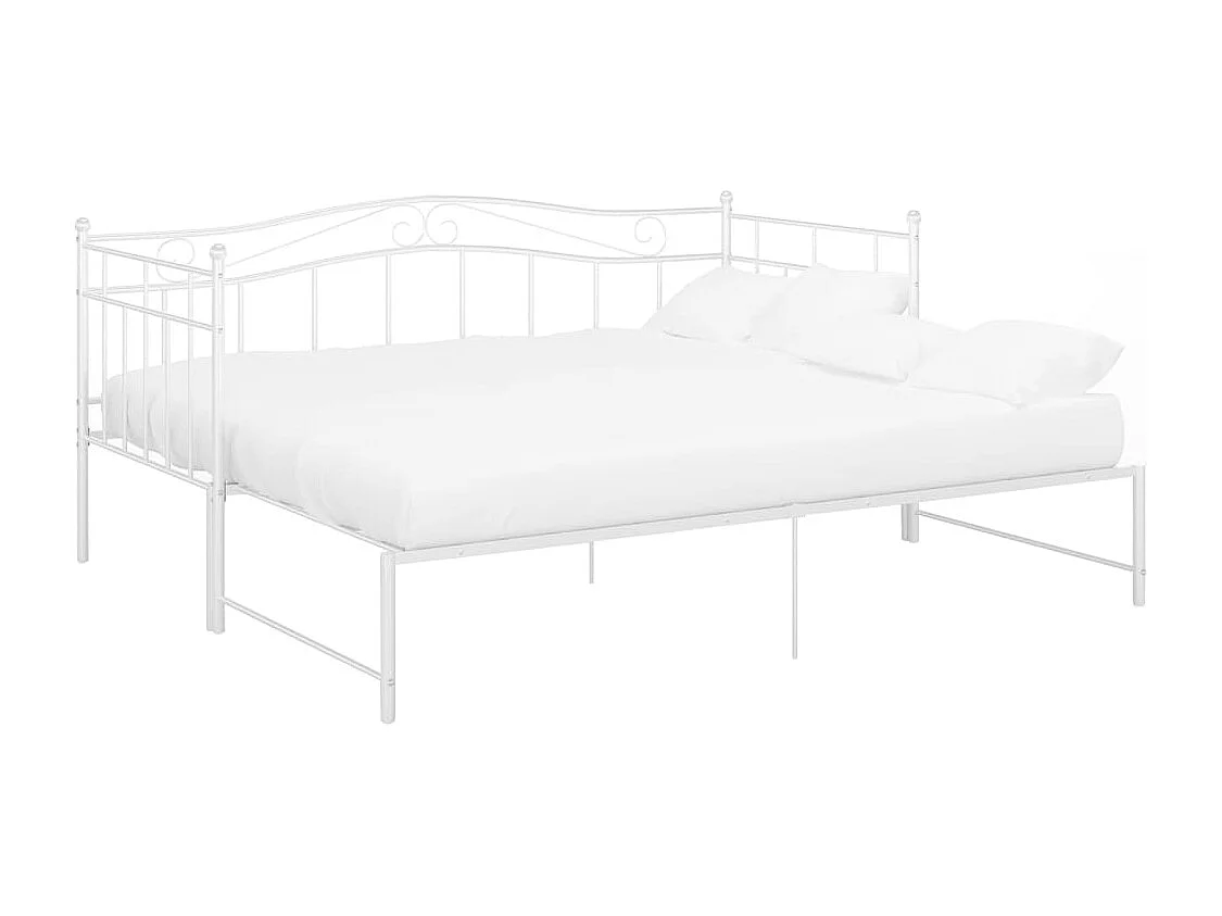 Slaapbank uittrekbaar metaal wit 90x200 cm