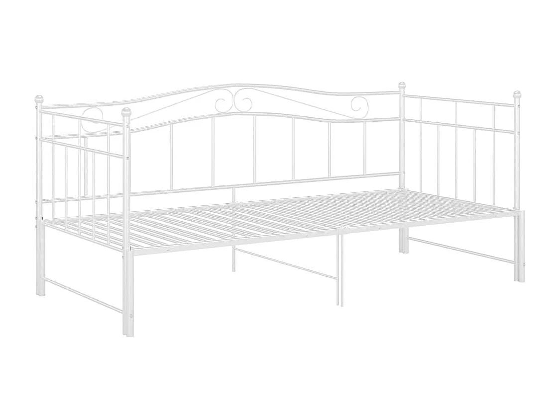 Slaapbank uittrekbaar metaal wit 90x200 cm