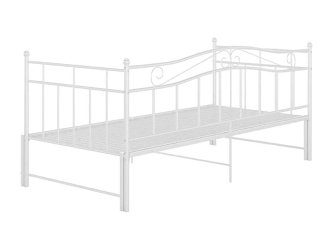 Slaapbank uittrekbaar metaal wit 90x200 cm