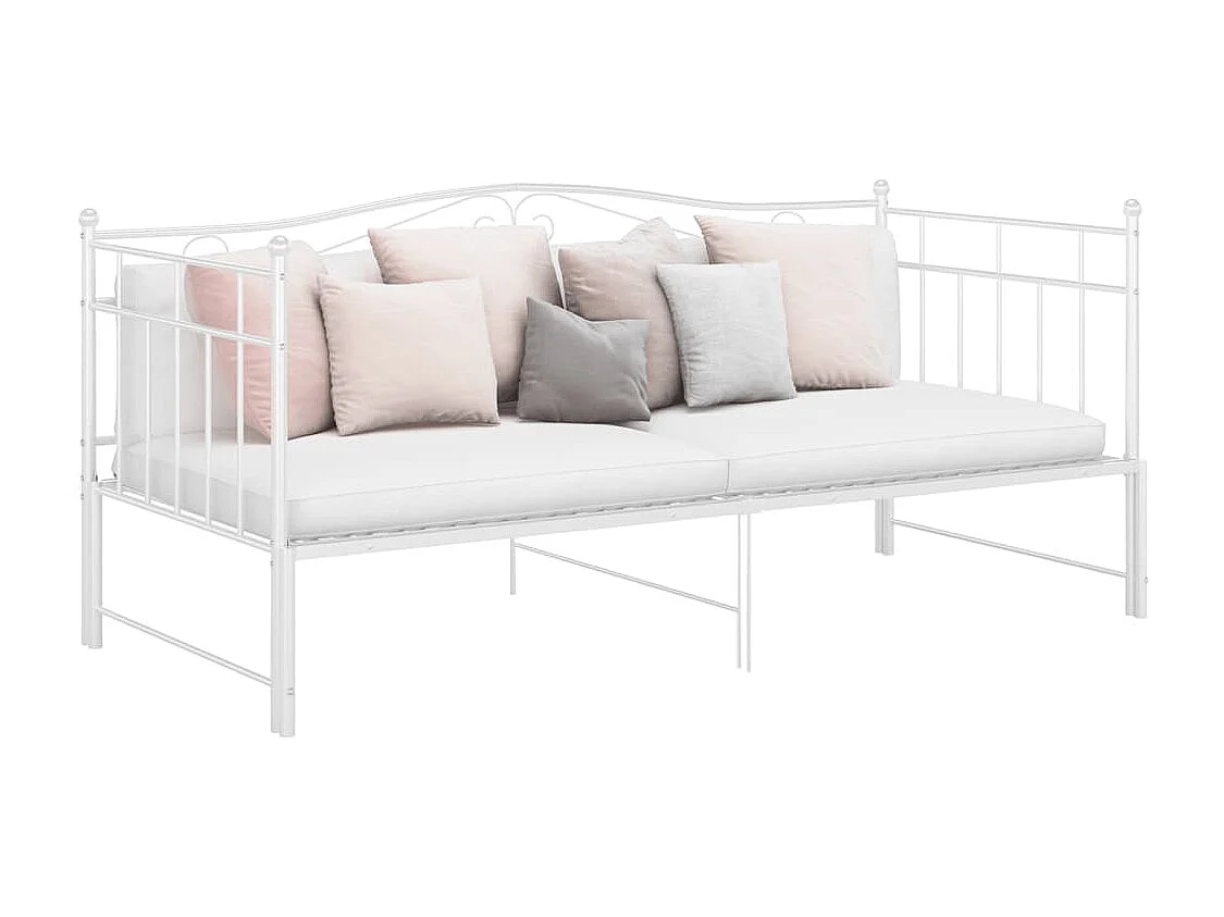 Ausziehsofa Bettgestell Weiß Metall 90x200 cm