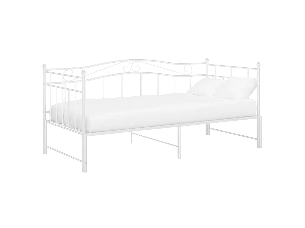 Ausziehsofa Bettgestell Weiß Metall 90x200 cm