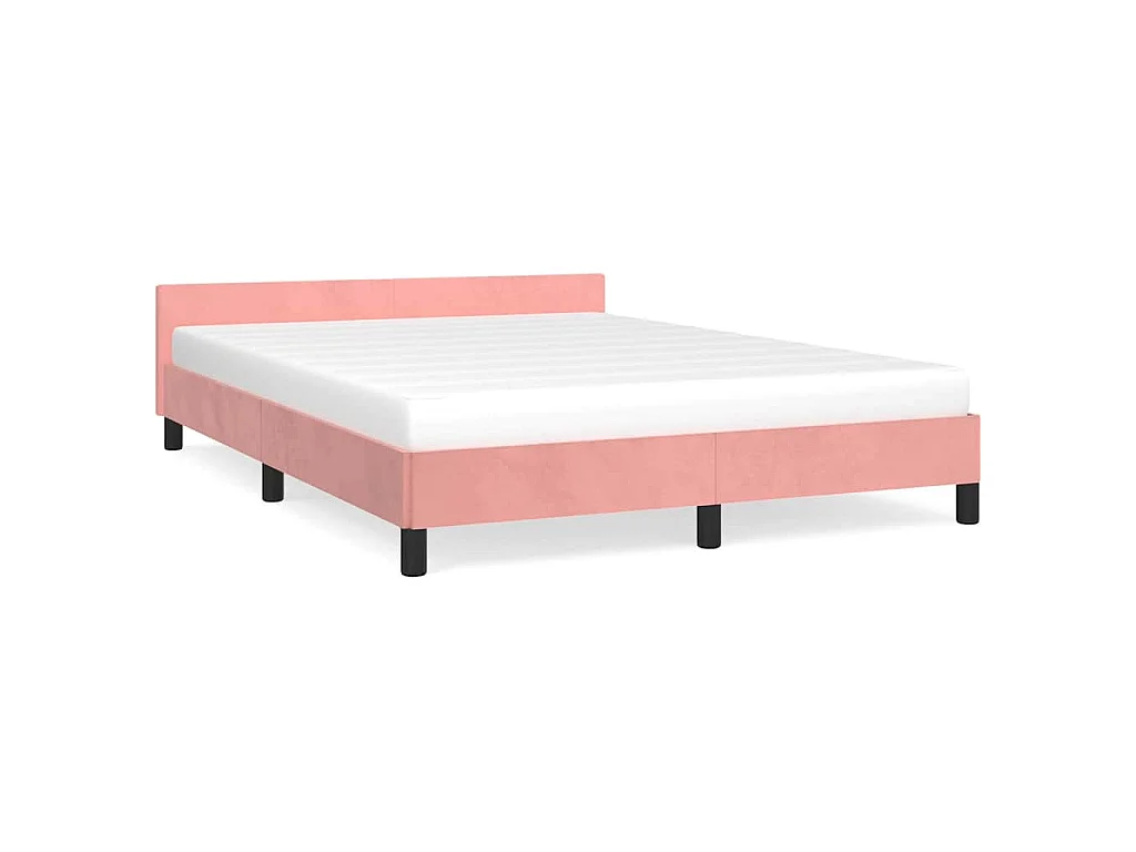 Giroletto con Testiera senza Materasso Rosa 140x190 cm Velluto
