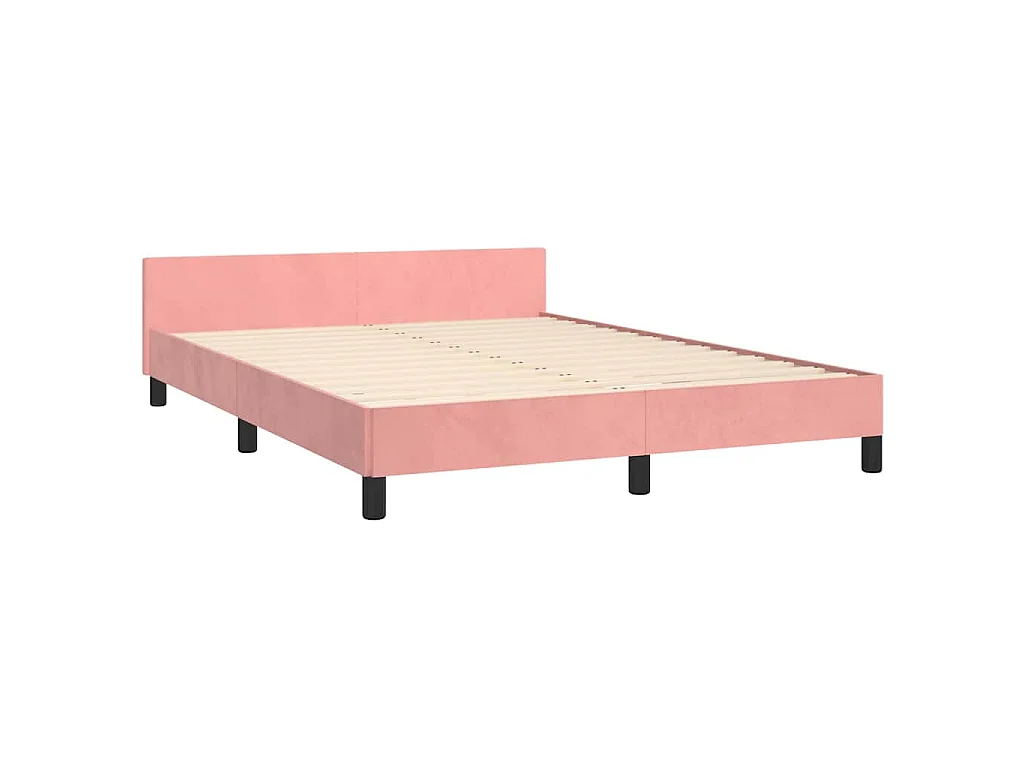 Giroletto con Testiera senza Materasso Rosa 140x190 cm Velluto