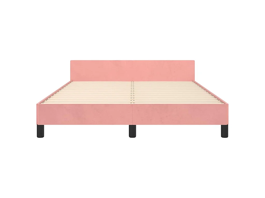 Giroletto con Testiera senza Materasso Rosa 140x190 cm Velluto