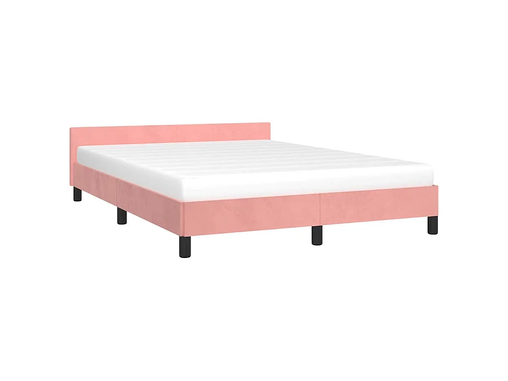 Giroletto con Testiera senza Materasso Rosa 140x190 cm Velluto