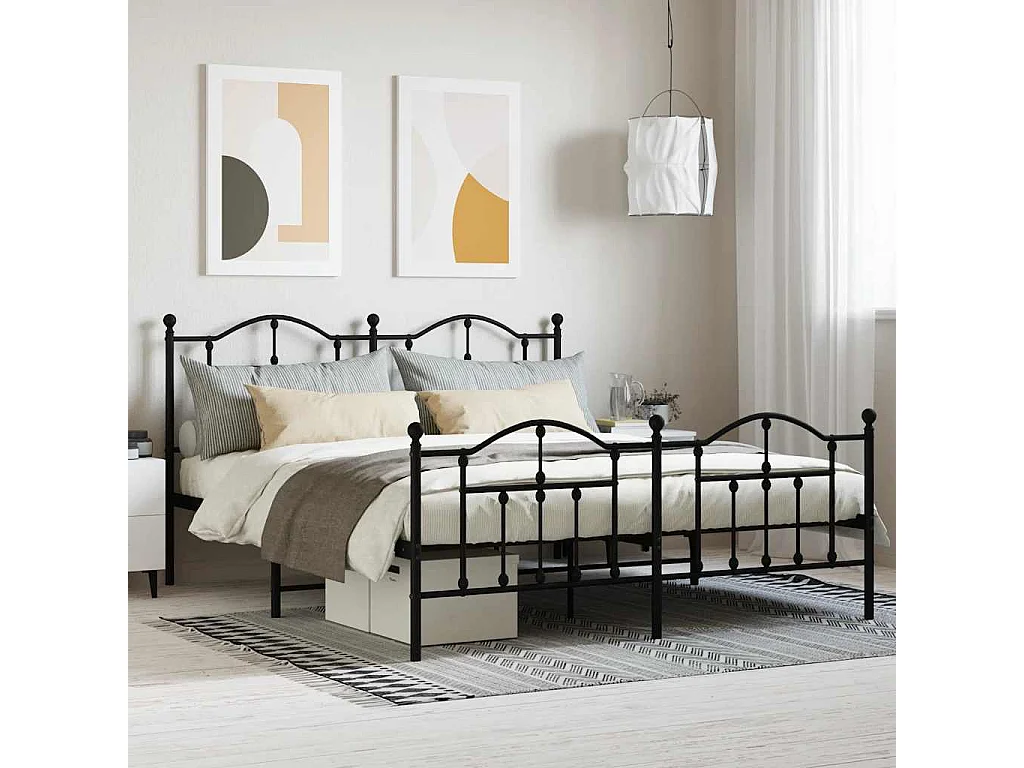 Giroletto senza Materaso con Pediera in Metallo Nero 160x200 cm