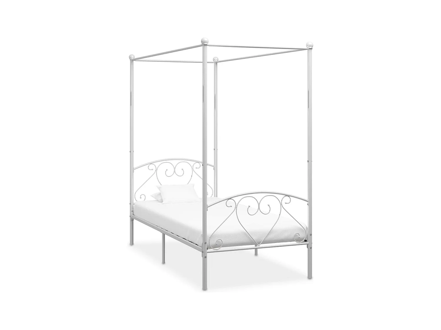 Cadre de lit à baldaquin sans matelas blanc métal 100x200 cm