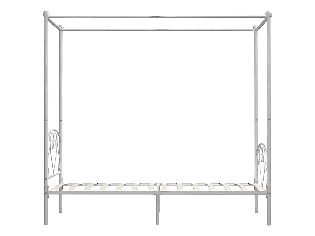 Cadre de lit à baldaquin sans matelas blanc métal 100x200 cm