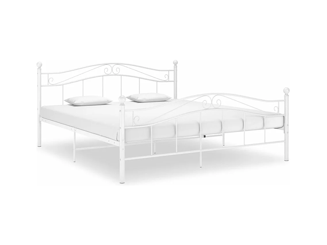 Cadre de lit sans matelas blanc métal 160x200 cm