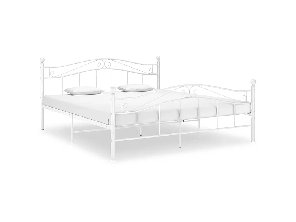 Cadre de lit sans matelas blanc métal 160x200 cm