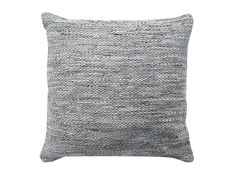 SKIN - Coussin en cuir tressé gris clair 45x45