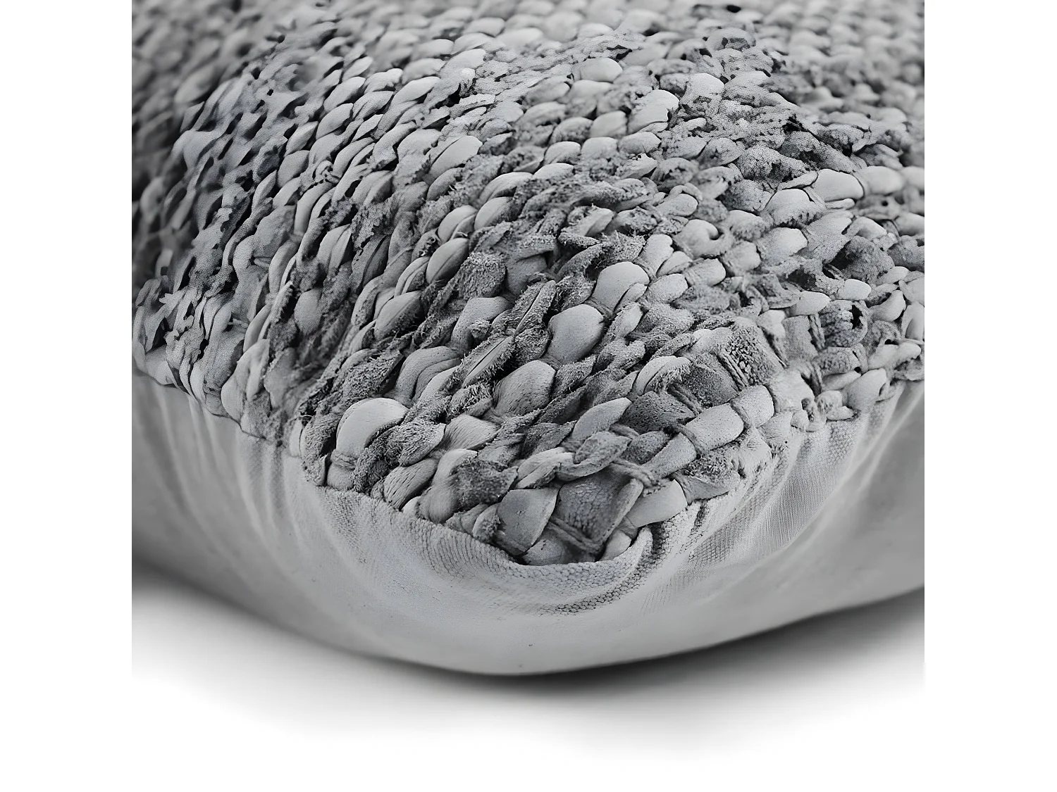 SKIN - Coussin en cuir tressé gris clair 45x45