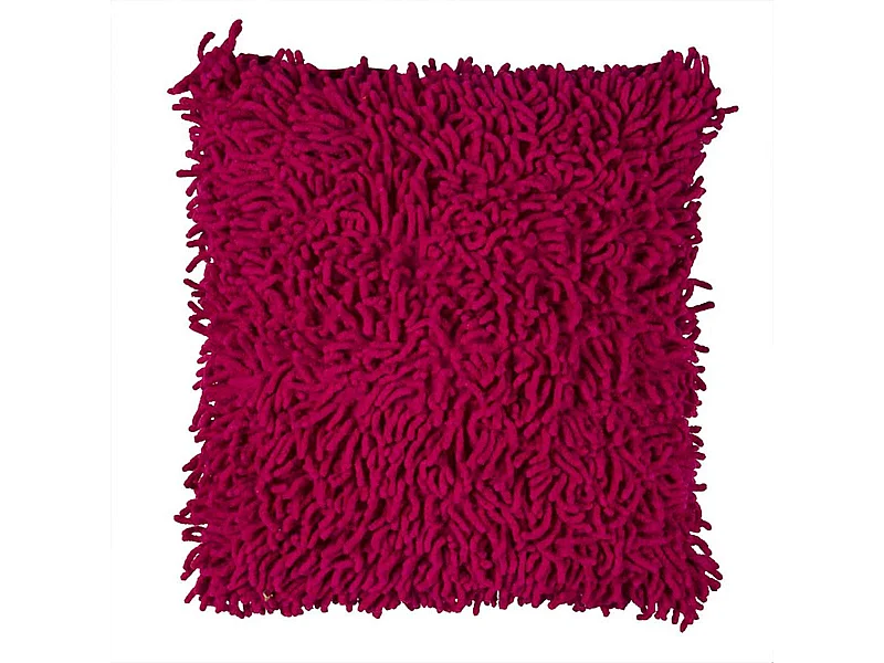 SHAGGY DISCO - Coussin en coton seventies framboise 40x40