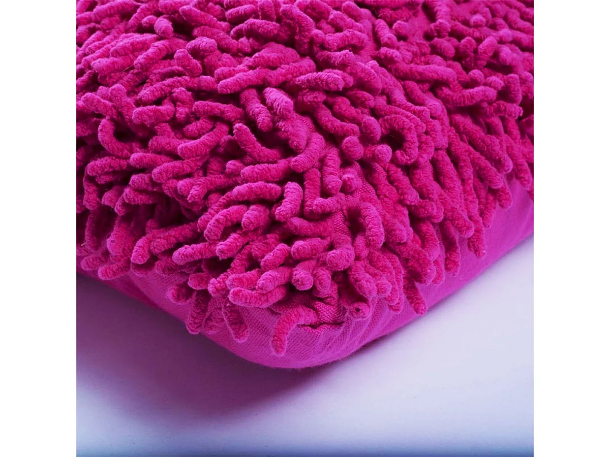 SHAGGY DISCO - Coussin en coton seventies framboise 40x40