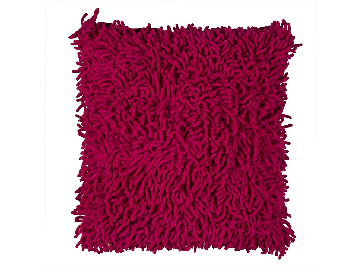 SHAGGY DISCO - Coussin en coton seventies framboise 40x40