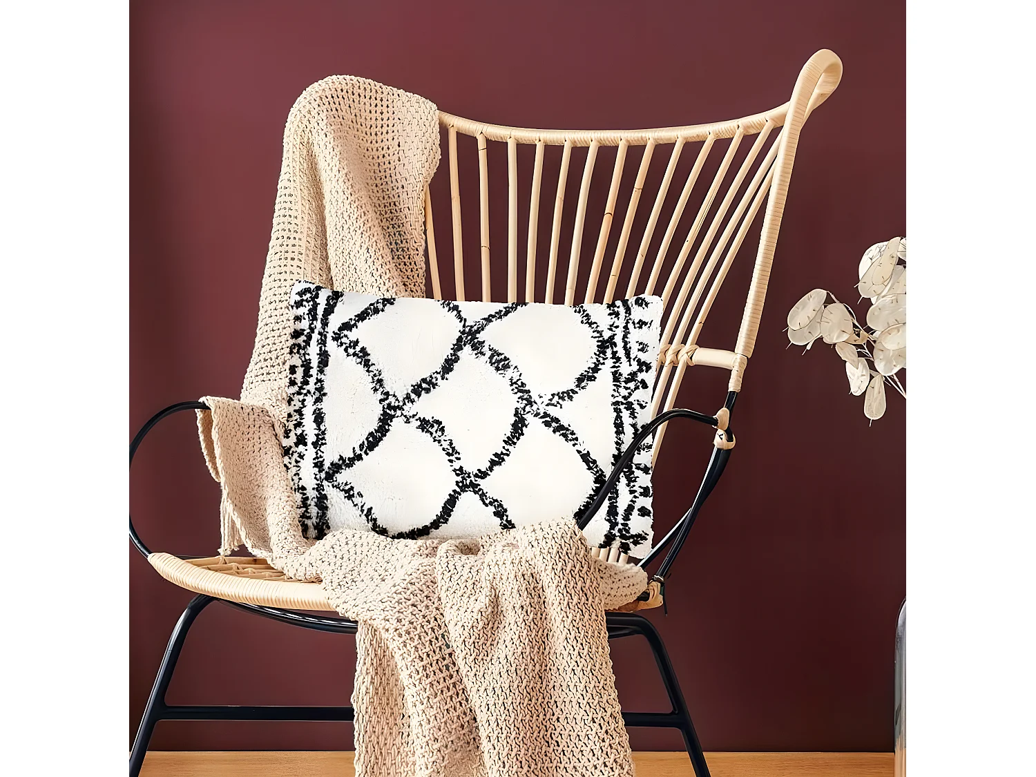 BERBERE LOSANGE - Coussin style berbère naturel 60x40