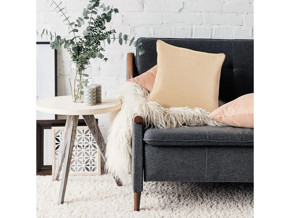 SUEDEN - Coussin en suédine rose nude 40x40