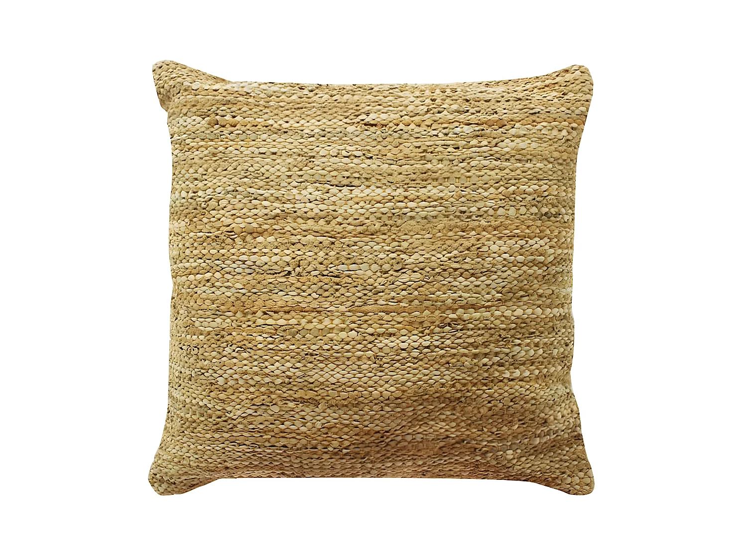 SKIN - Coussin en cuir tressé jaune 45x45