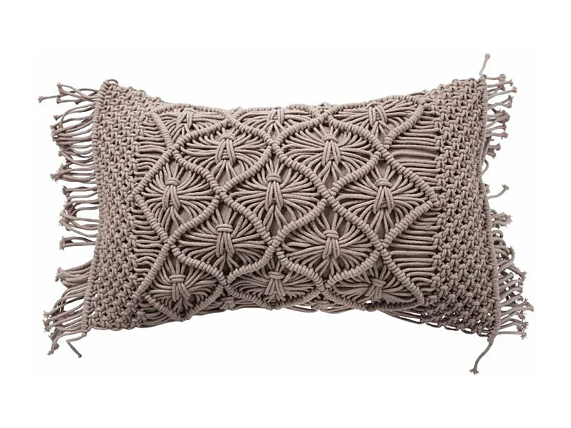 MACRAME - Coussin macramé en coton tressé violet clair 30x50