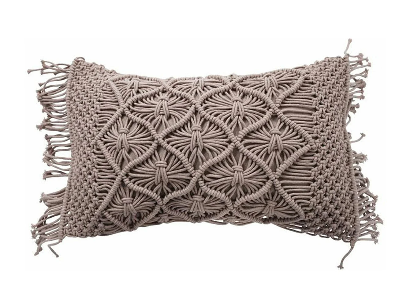 MACRAME - Coussin macramé en coton tressé violet clair 30x50