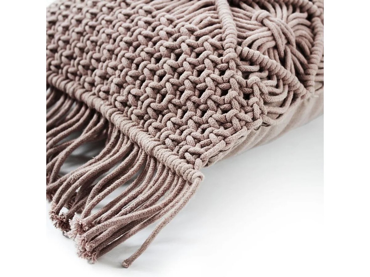 MACRAME - Coussin macramé en coton tressé violet clair 30x50