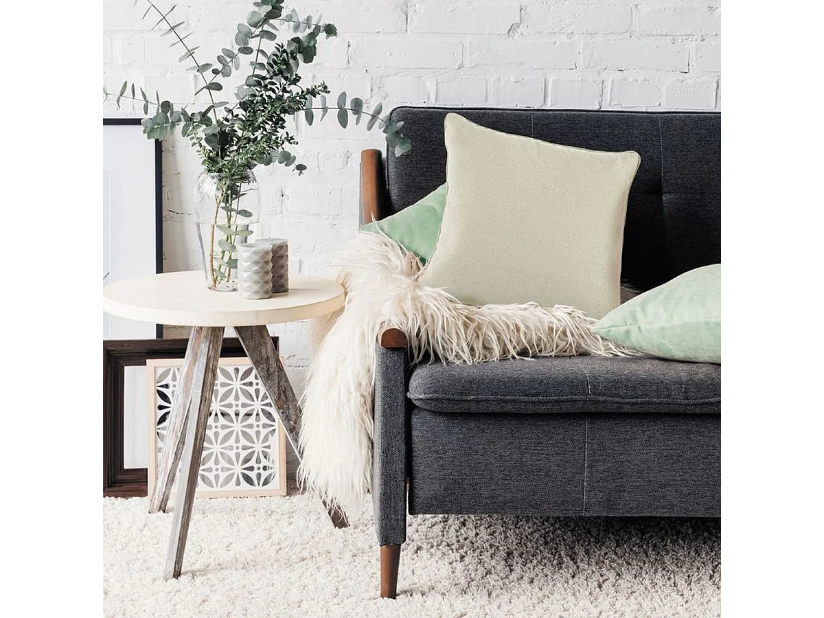 SUEDEN - Coussin en suédine beige clair 40x40