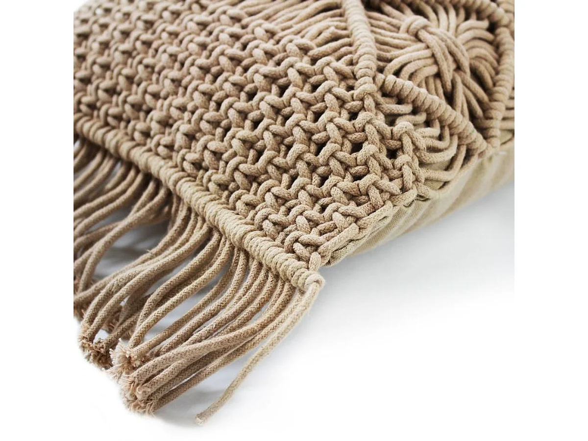 MACRAME - Coussin macramé en coton tressé rose nude 40x60