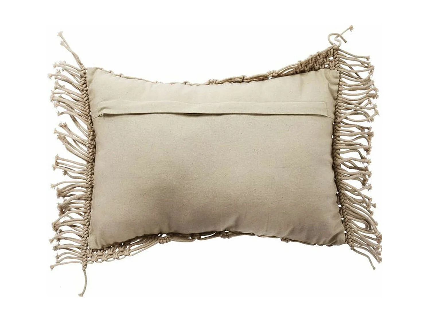 MACRAME - Coussin macramé en coton tressé rose nude 40x60