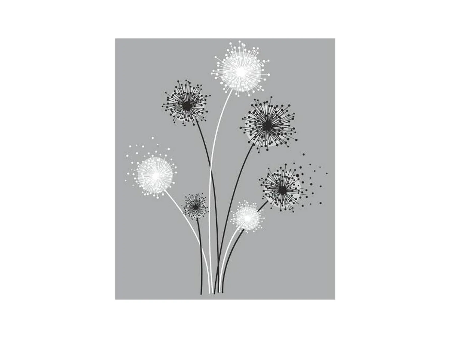 PISSENLIT - Stickers repositionnables géants pissenlit graphique noir et blanc 102x46