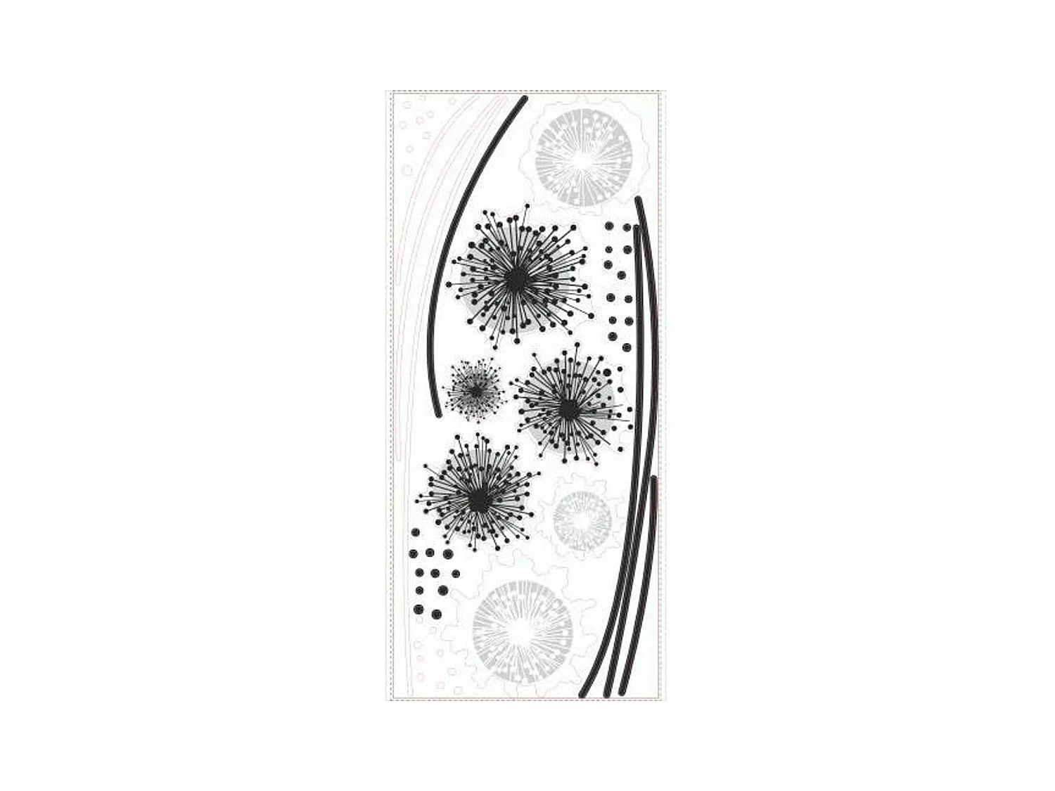 PISSENLIT - Stickers repositionnables géants pissenlit graphique noir et blanc 102x46