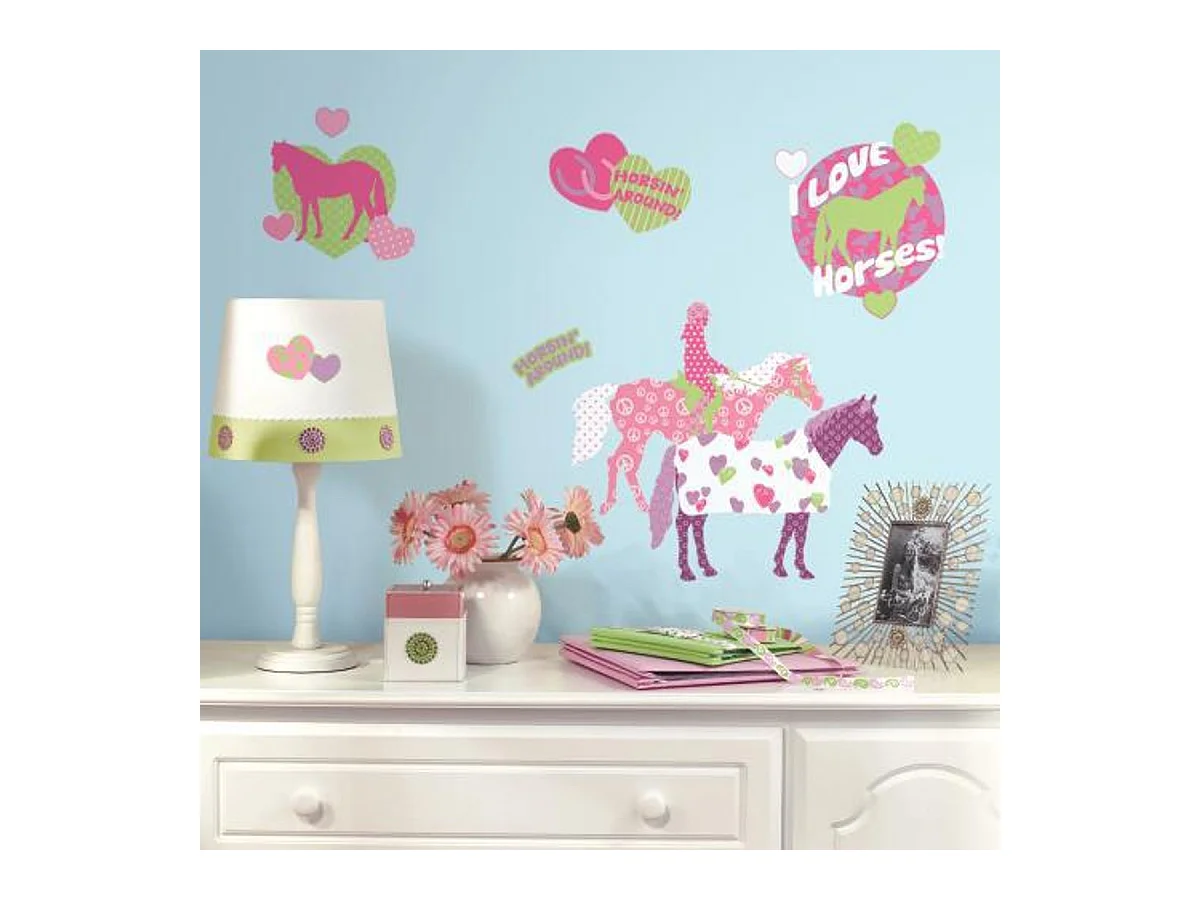 CHEVAUX PEACE AND LOVE - Stickers repositionnables sur le thème de l'amour des chevaux