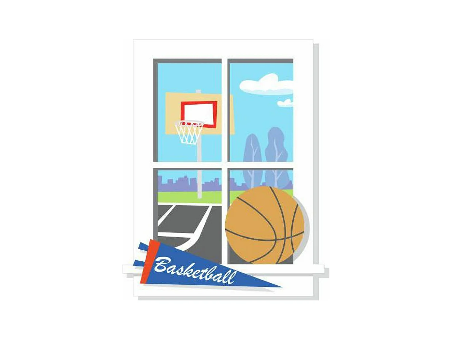 BASKETBALL - Stickers repositionnables terrain de basketball 102x69