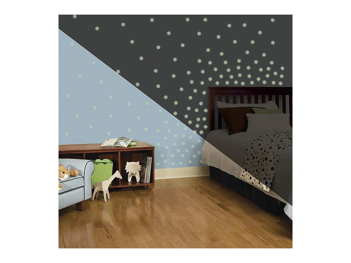 CONFETTIS - Stickers repositionnables confettis luminescents dans le noir