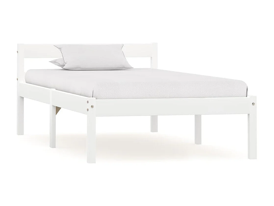 Estrutura de cama 100x200 cm madeira pinho maciço branco