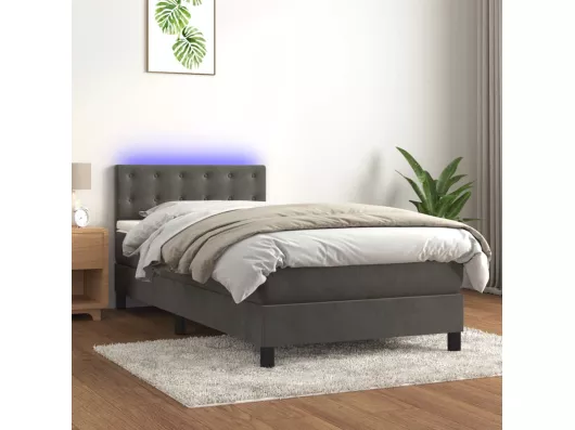 Kauf Unique Boxspringbett mit Matratze & LED Dunkelgrau 90x190 cm Samt