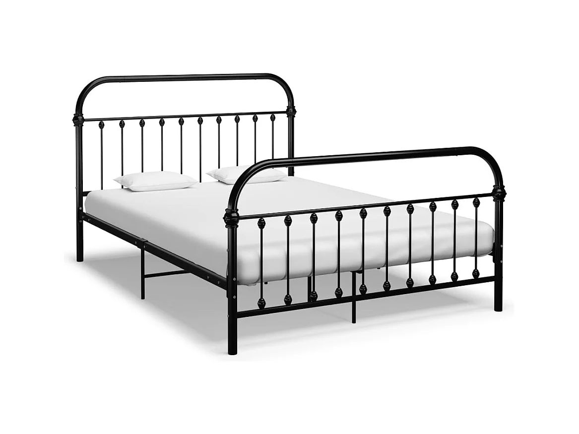 Cadre de lit sans matelas et tête de lit noir 160x200 cm métal