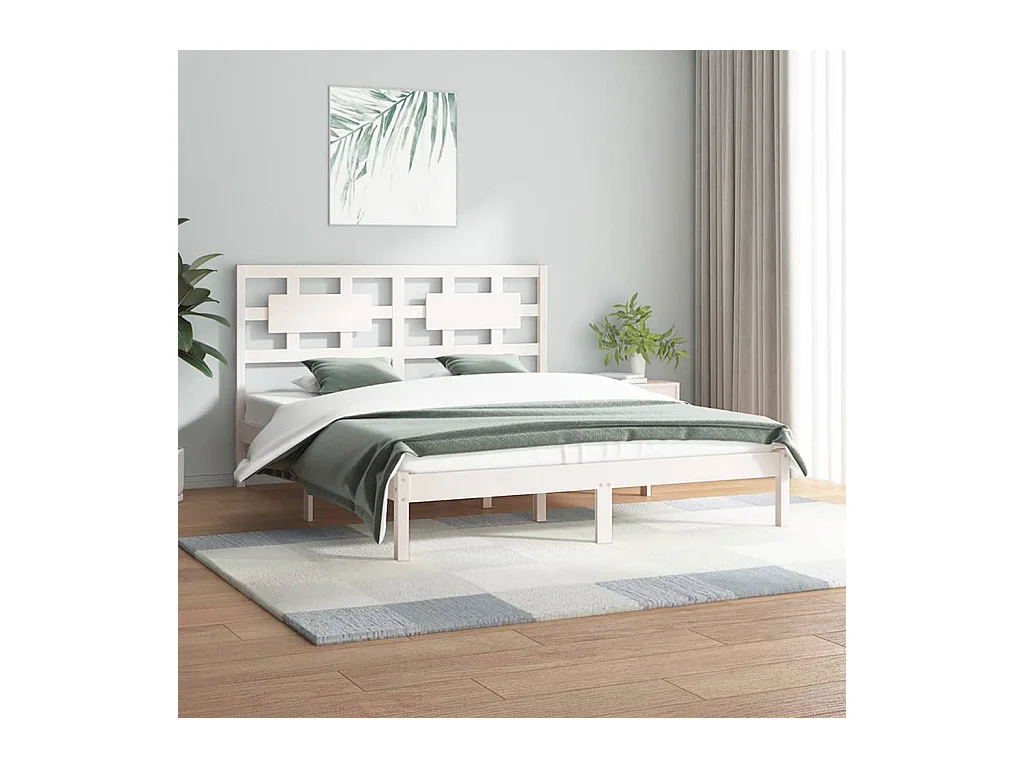 Cadre de lit sans matelas blanc 120x200 cm bois de pin massif