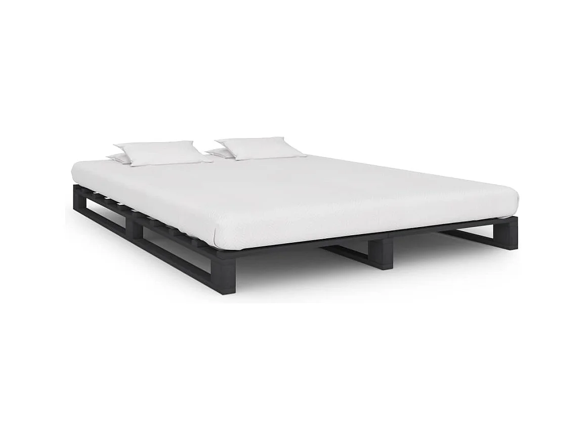 Cadre de lit de palette sans matelas gris 140x200cm bois massif