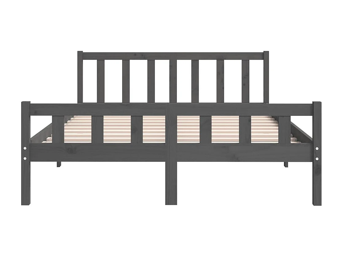 Estrutura de cama 140x200 cm madeira maciça cinzento