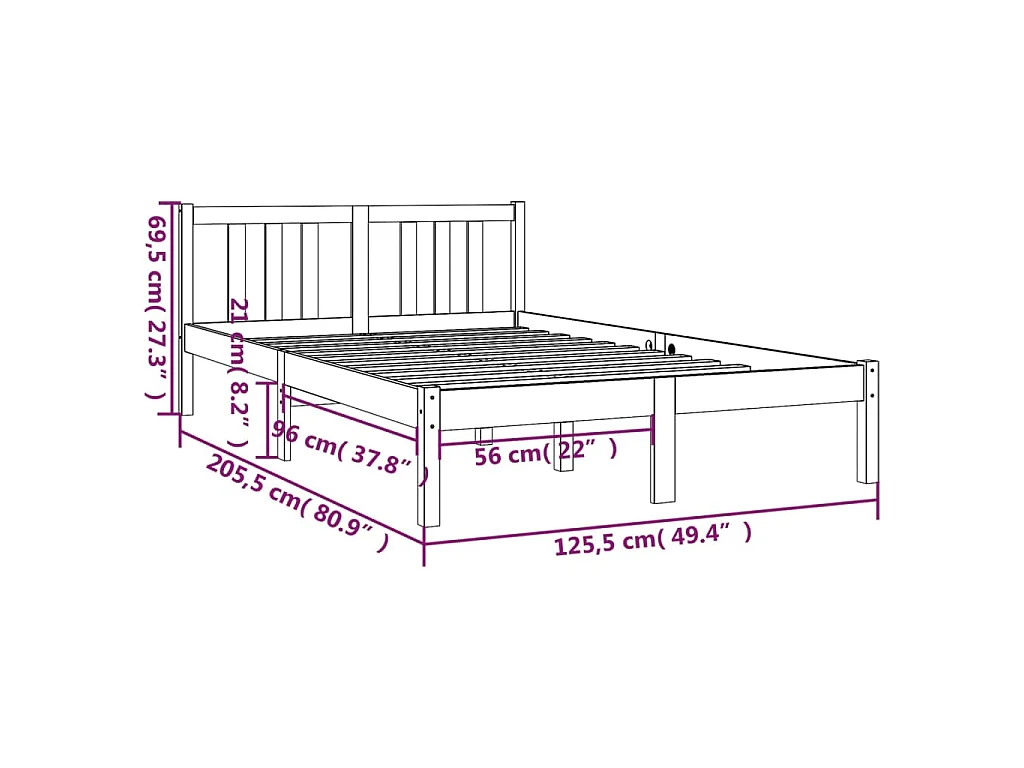 Giroletto senza Materasso Ambrato in Legno Massello 120x200 cm