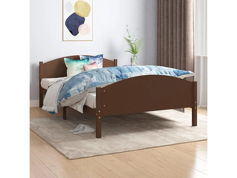 Estrutura de cama 120x200 cm pinho maciço castanho-escuro