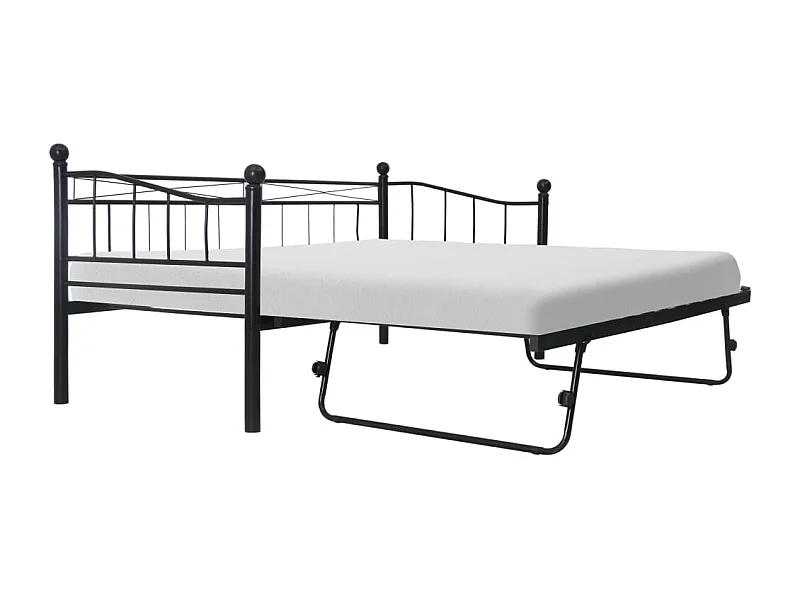 Bettgestell Schwarz Stahl 180×200/90×200 cm