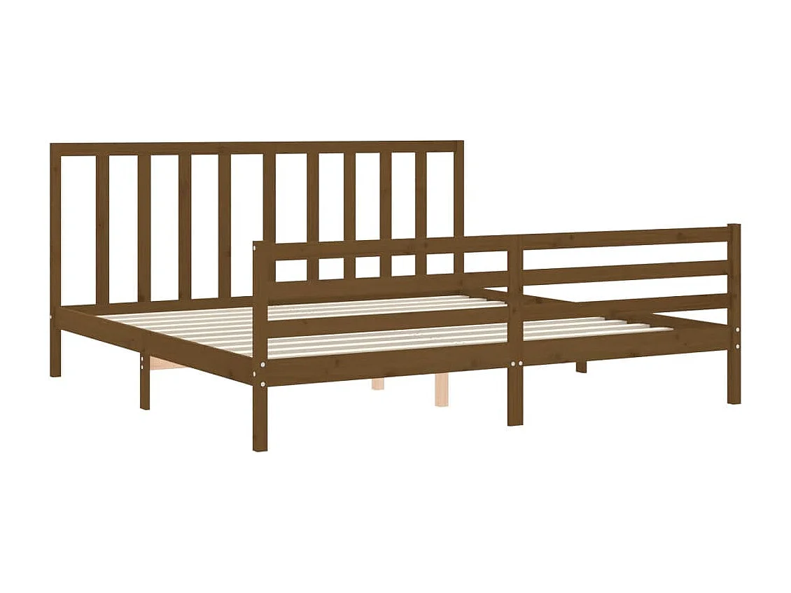 Estrutura cama c/ cabeceira 200x200cm maciço castanho-mel