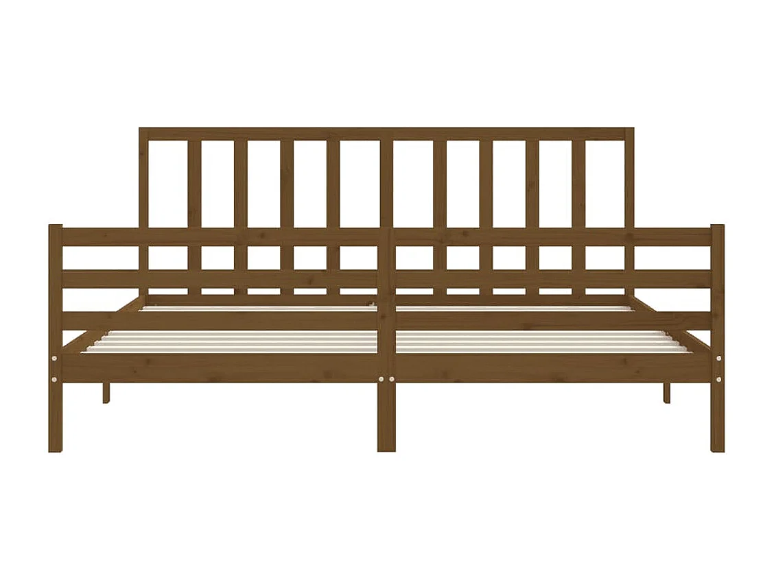 Estrutura cama c/ cabeceira 200x200cm maciço castanho-mel