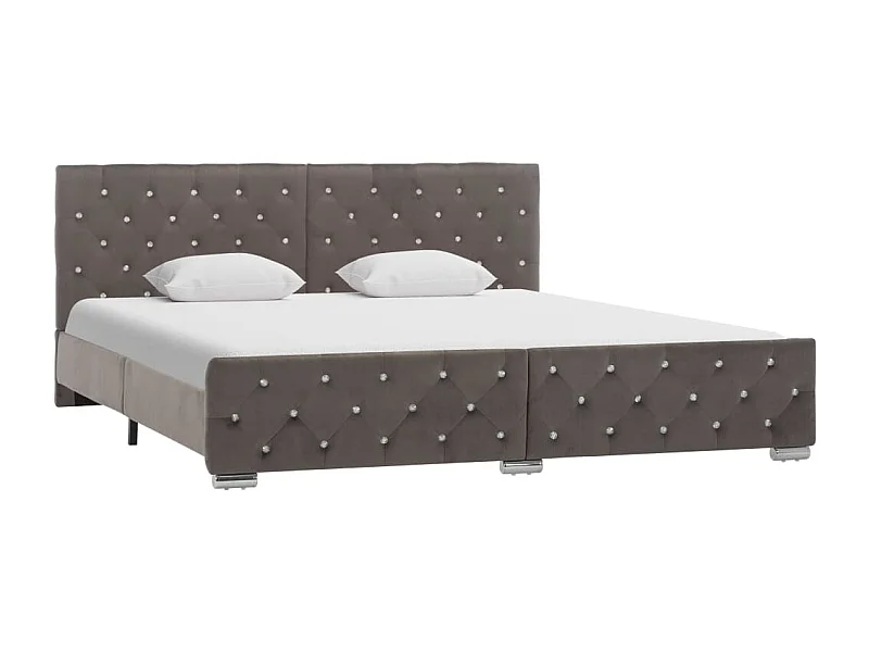 Cadre de lit sans matelas gris velours 180x200 cm