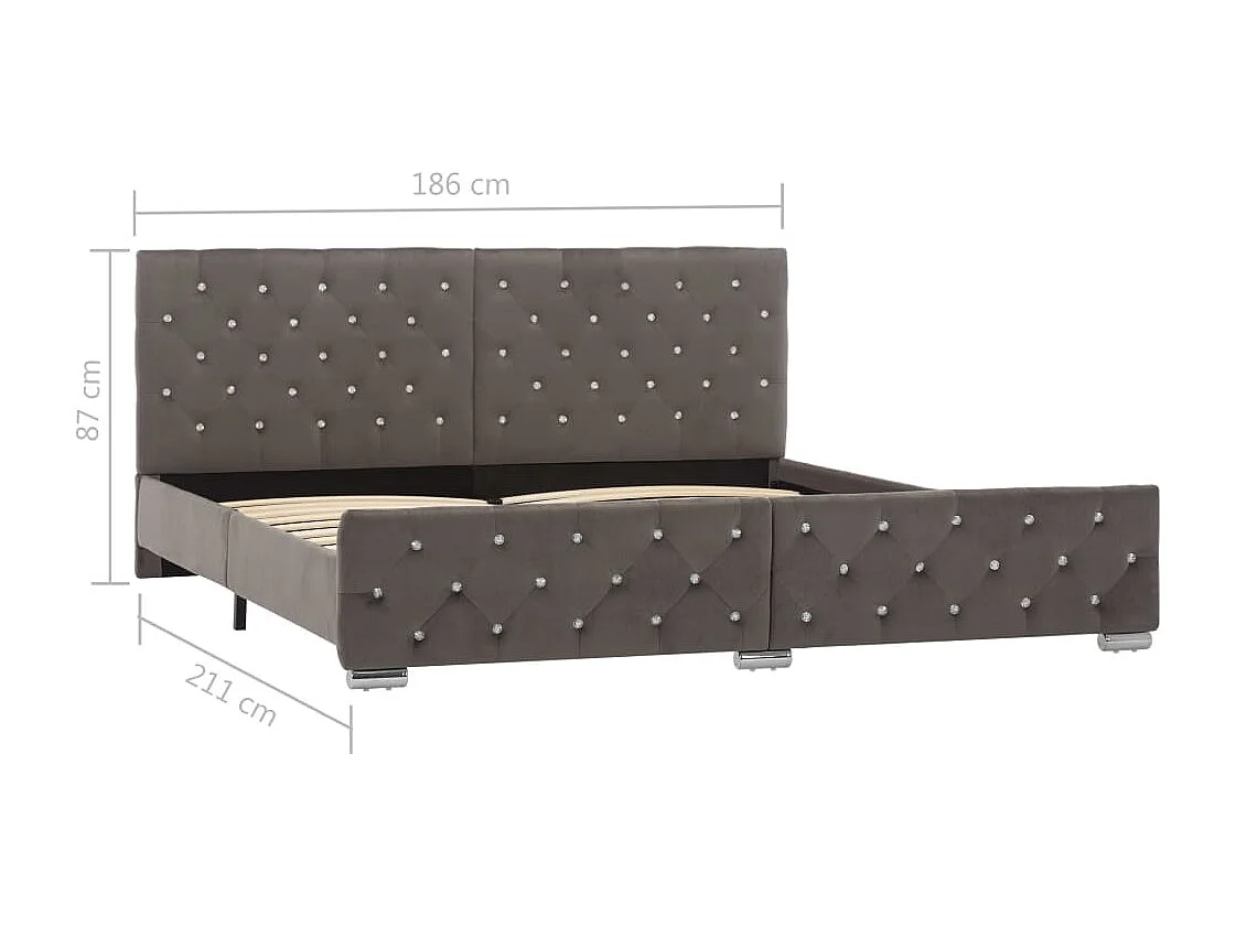 Estrutura de cama 180x200 cm veludo cinzento