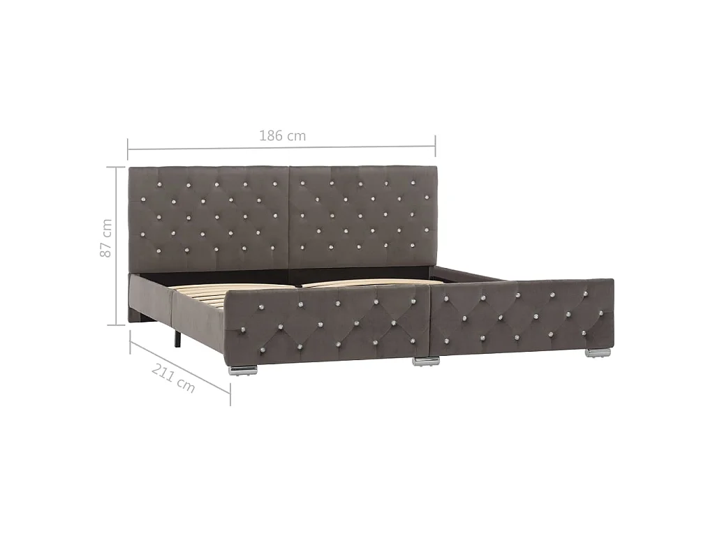 Bettgestell Grau Samt 180x200 cm