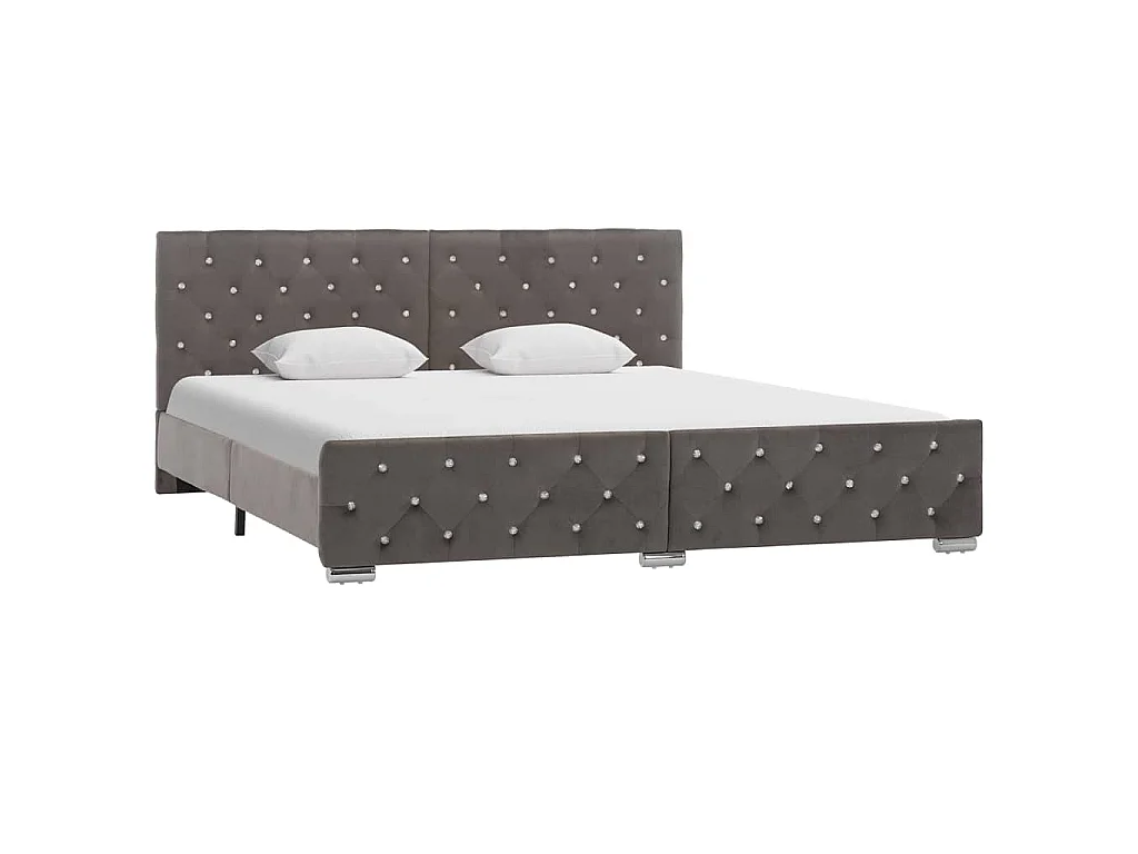 Cadre de lit sans matelas gris velours 180x200 cm